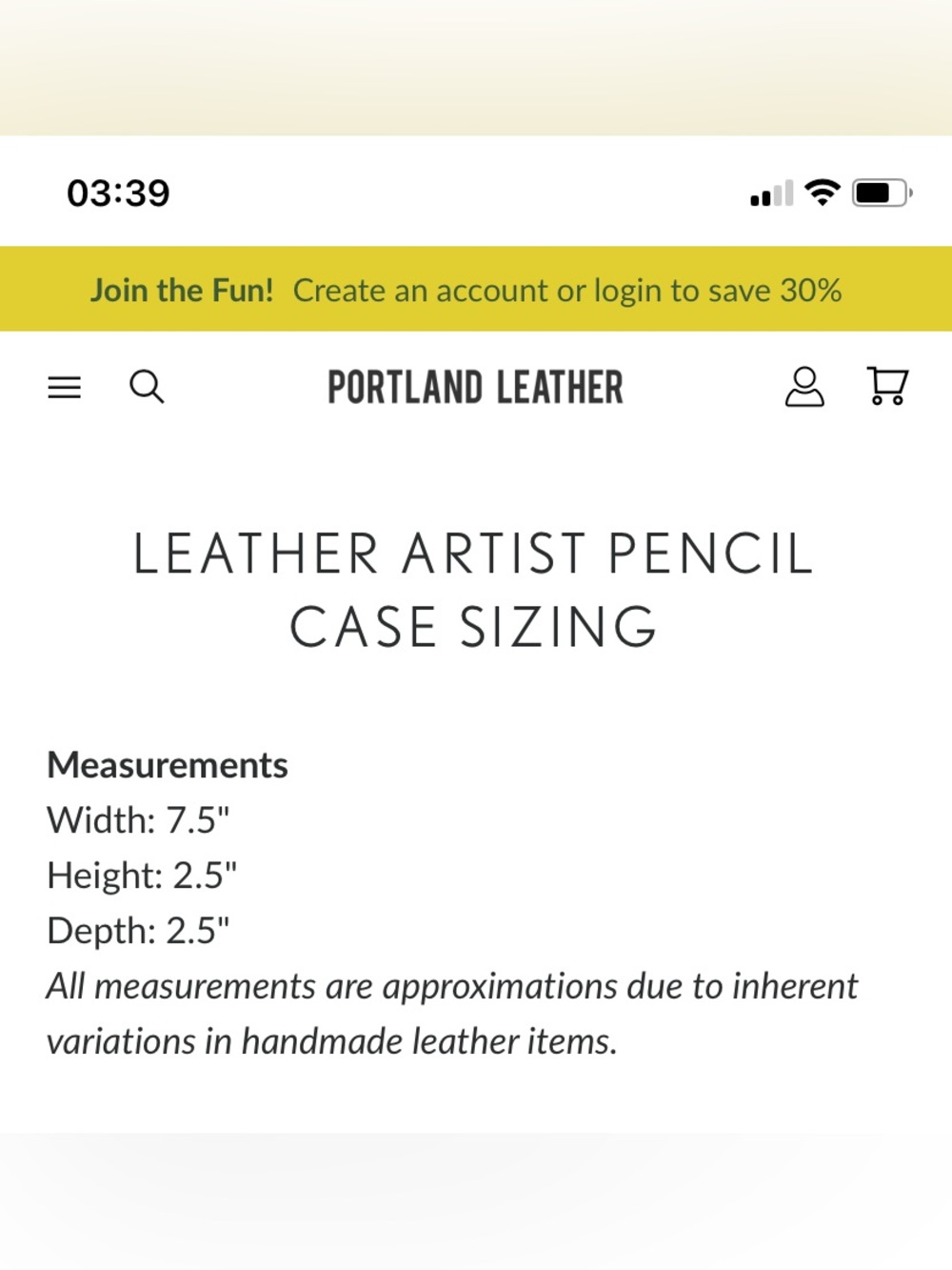 Portland Leather Goods Artist Pencil Case - Black - Picture 5 of 6